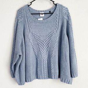 Cabi Pullover Sweater Cable Knit Short & Sweet Blue Size L